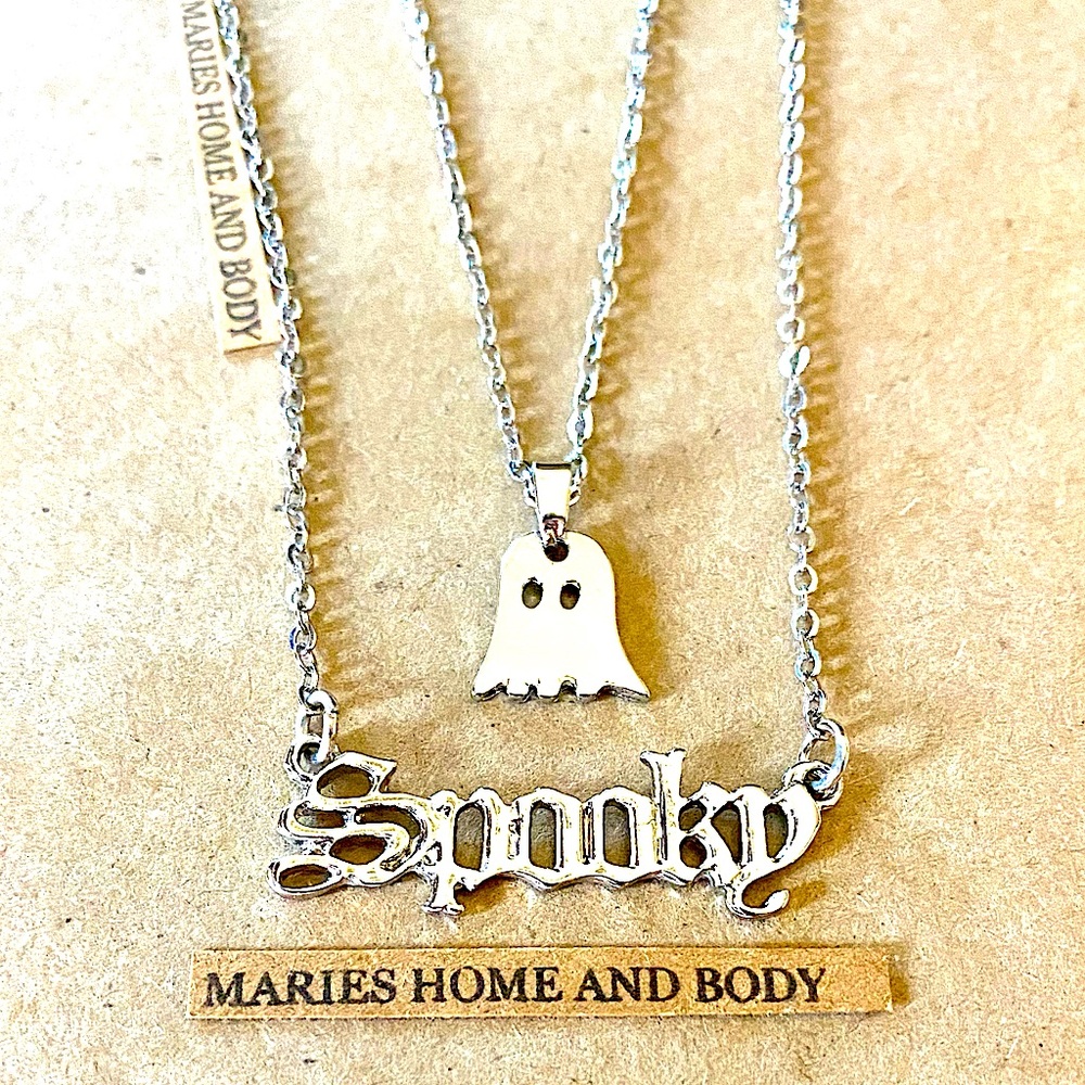Spooky Ghost Necklace New Jewelry Goth Halloween Witchy Unisex Double Layered